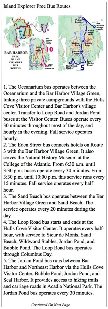 Island Explorer route maps for Bar Harbor