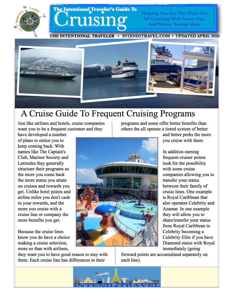 Reasons for joining frequent cruising programs.