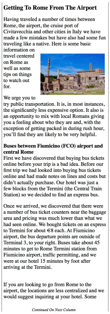 buses from Fiumicino Airport to central Rome