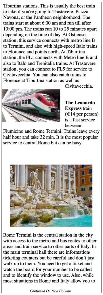 The Leonardo Express, Rome from airport to central Rome
